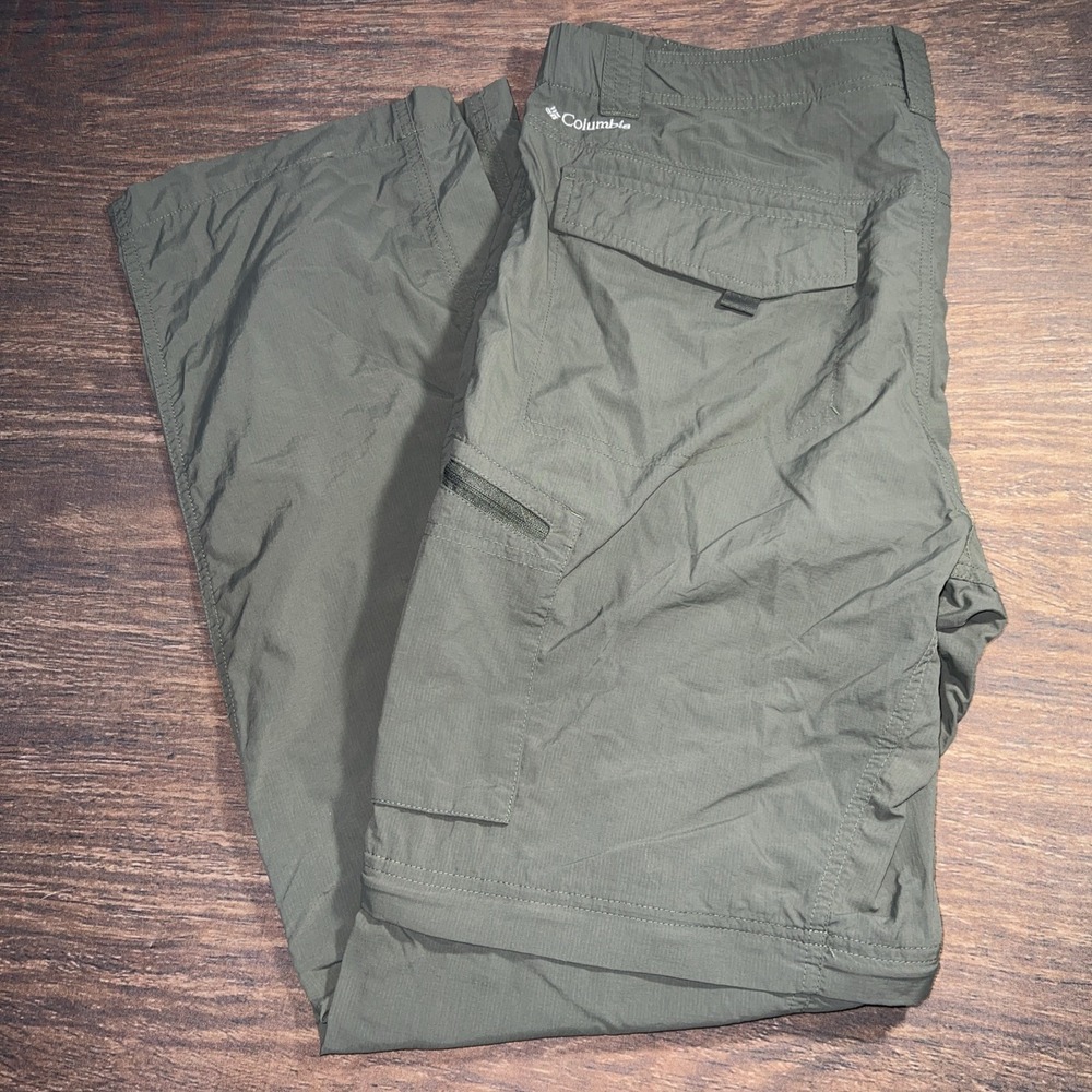 Columbia Omni-Shade Mens 36X32 Zip Off Pants Green Hiking Utility